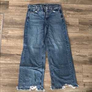 American Eagle Women's wide leg mid rise Jeans